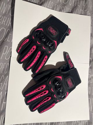 Guantes Moto Mujer Talla S Negro y Rosa