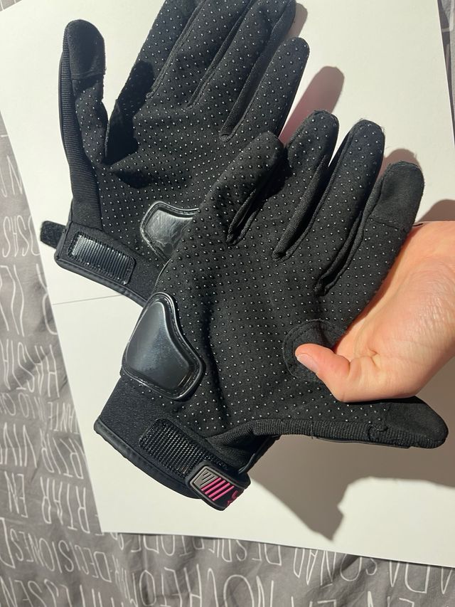 Guantes Moto Mujer Talla S Negro y Rosa
