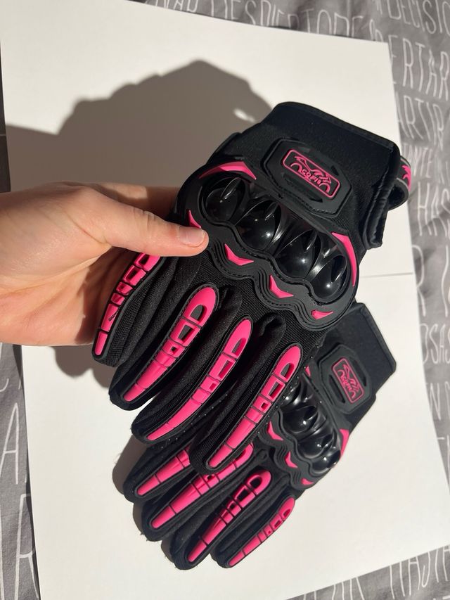 Guantes Moto Mujer Talla S Negro y Rosa