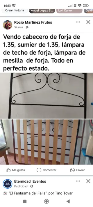 Cabecero y somier forja 1.35