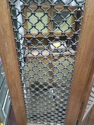 Biombo madera de teca y malla forjada 120 x 183 cm