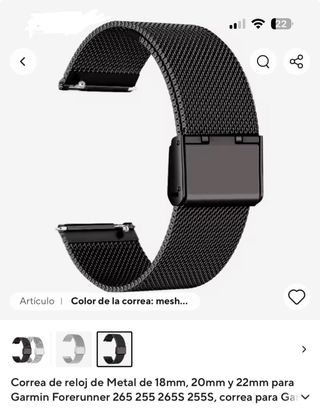 Correa Reloj Garmin Metal 20mm