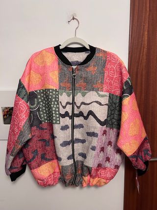 Bomber oversize patchwork mujer