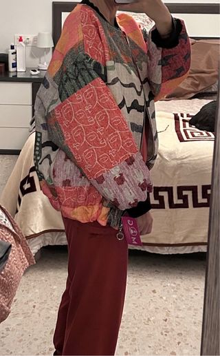 Bomber oversize patchwork mujer