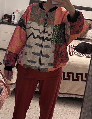 Bomber oversize patchwork mujer
