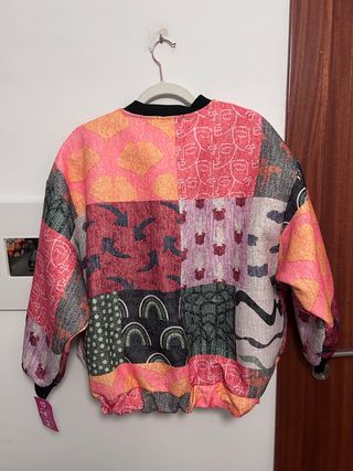 Bomber oversize patchwork mujer