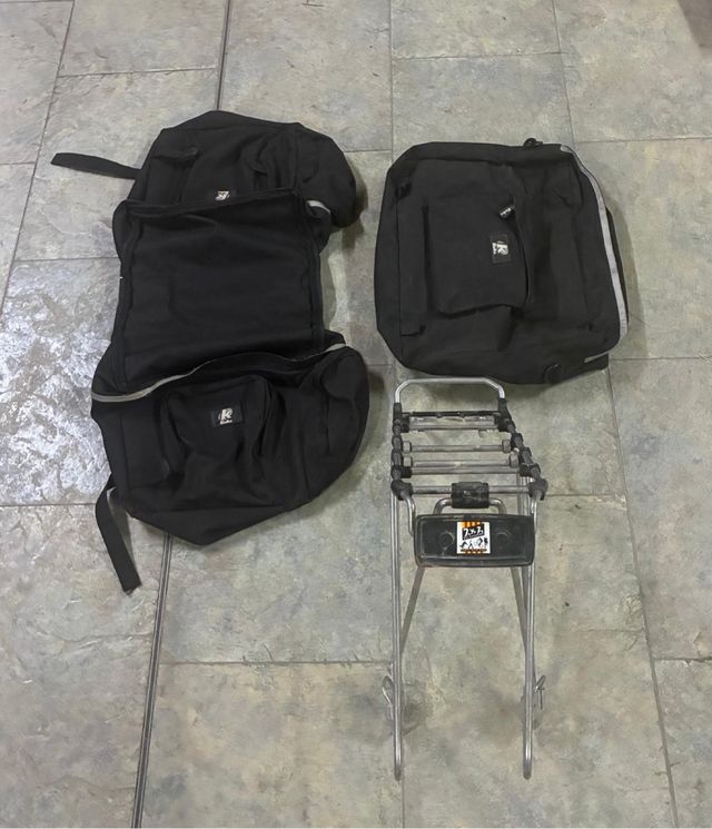 Alforjas y Rack Bicicleta Negro