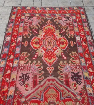 Tappeto karabak antico Runner Lana Marrone Rosso