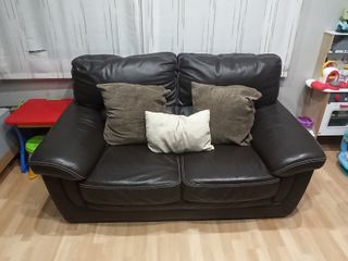 Sofá de piel 2 plazas marrón