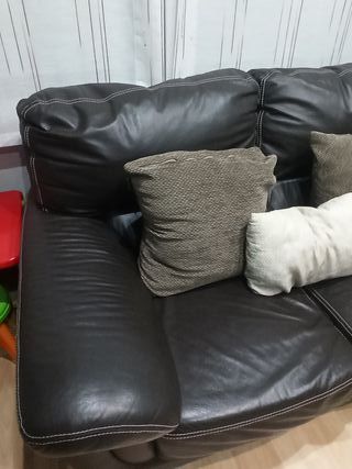 Sofá de piel 2 plazas marrón