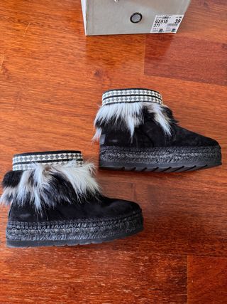 Botines boho negros con pelo talla 39