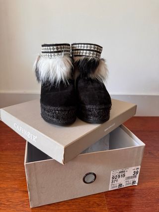 Botines boho negros con pelo talla 39