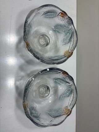 6 copas de postre de cristal decoradas