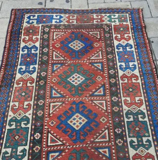 Tappeto  kazak antico Runner Lana Rosso Blu