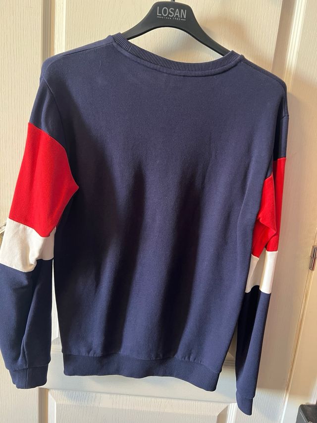 Sudadera rayas azul, roja y blanca