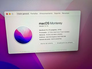 MacBook Pro I7 15” 2016 A1707 Plata