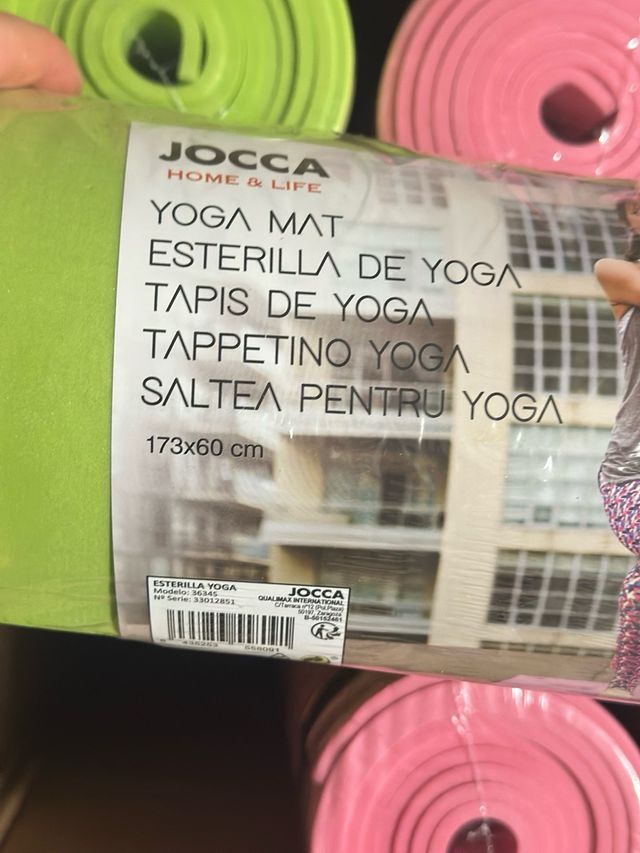 Esterilla Yoga JOCCA Verde e Rosa. Tappetino yoga