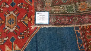 Tappeto  persiano antico Runner Blu e Rosso in Lan