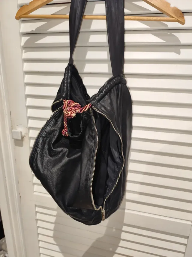 Bolso negro cuero mujer