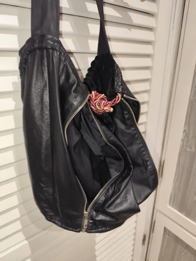 Bolso negro cuero mujer