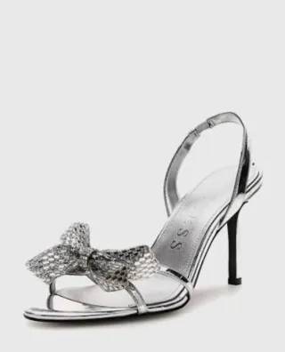 Sandalias Guess Plataforma Tacón Lazo Brillante