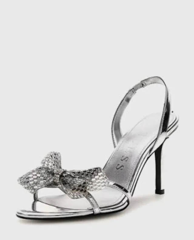 Sandalias Guess Plataforma Tacón Lazo Brillante