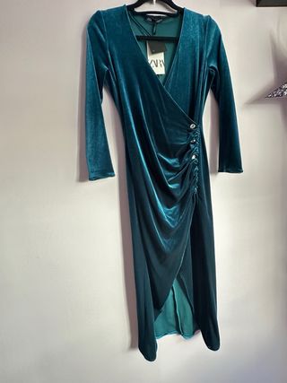 Vestido Zara Terciopelo Verde