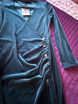 Vestido Zara Terciopelo Verde