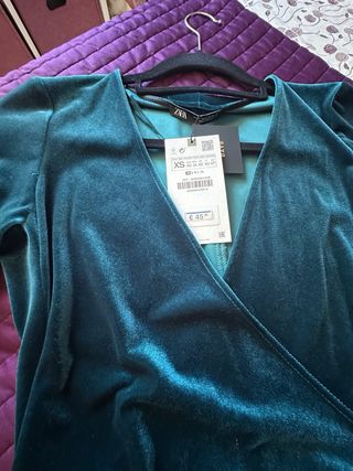 Vestido Zara Terciopelo Verde