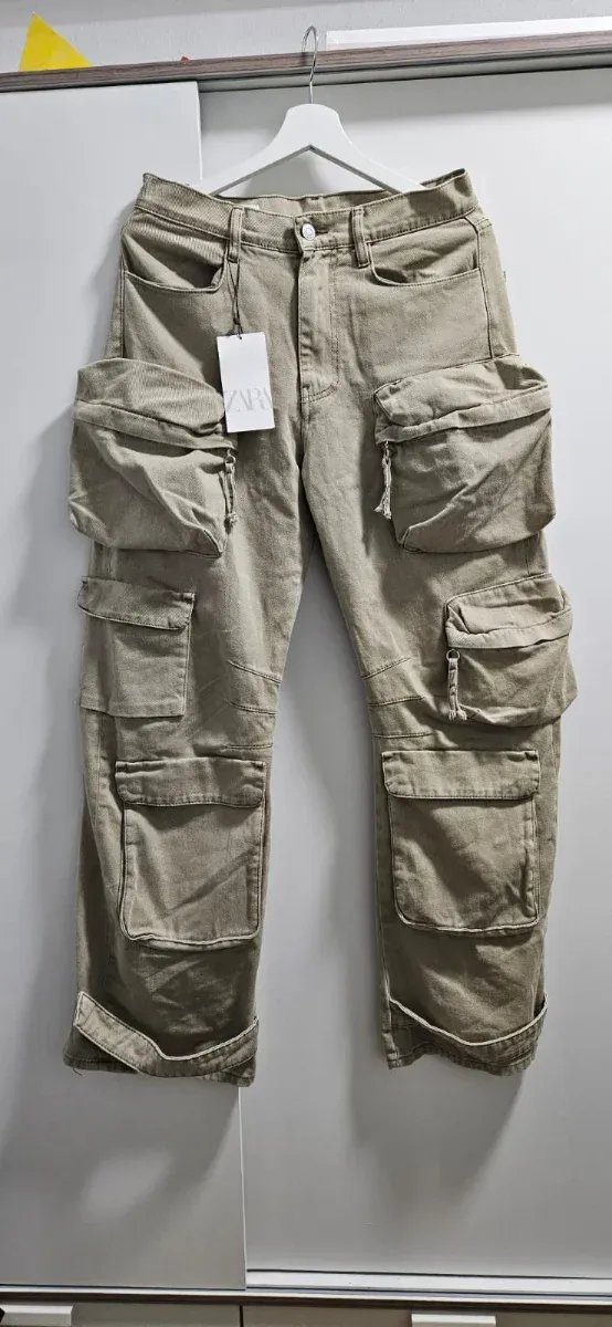 Pantalón Cargo Zara Talla 38 Beige