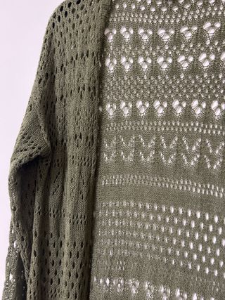 Rebeca larga de hilo verde talla M