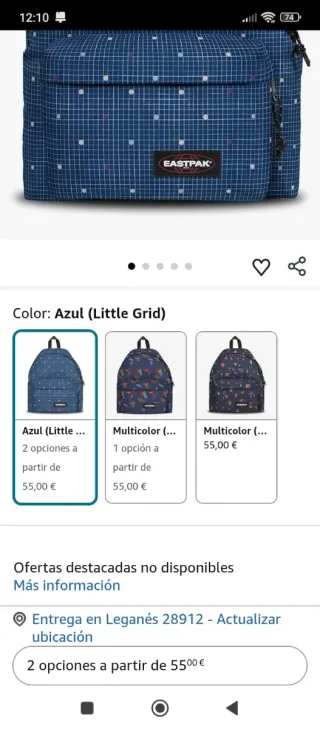 Mochila Eastpak azul con puntos blancos