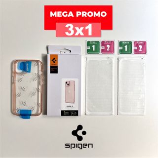 13 | Custodia Spigen + 2 Vetri Temperati | iPhone