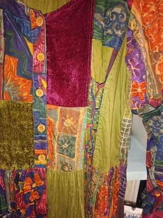 Vestido Indio diseño Patchwork Algodón Terciopelo