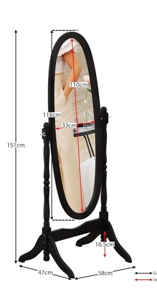 Espejo de pie ovalado negro