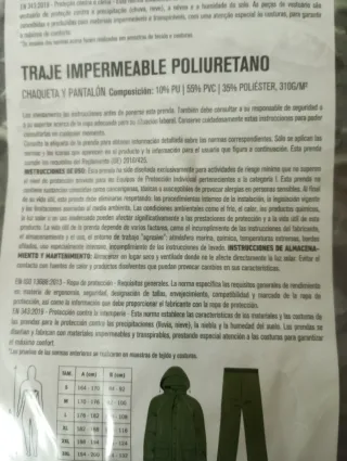 Traje de agua verde XXL