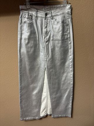 Falda Pull&Bear plateada larga