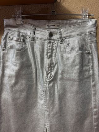 Falda Pull&Bear plateada larga