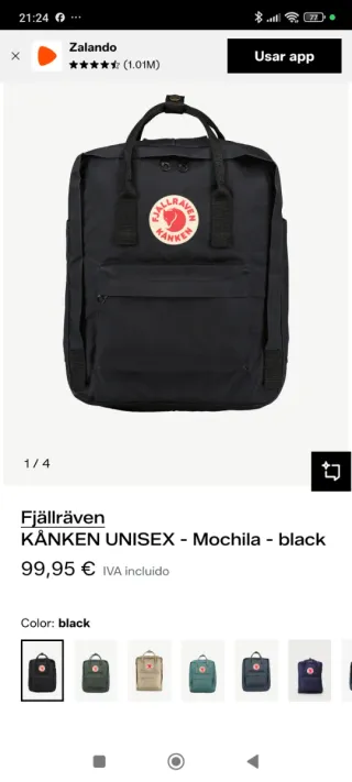 Mochila Fjallraven Kanken Negra