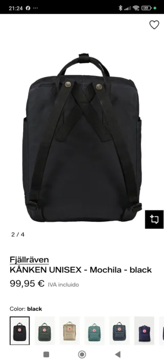 Mochila Fjallraven Kanken Negra