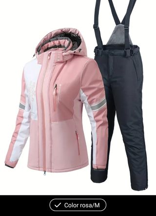 Traje de nieve rosa y gris Talla M