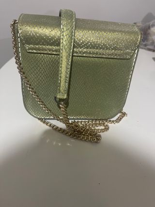 Bolso Tous verde/dorado efecto piel serpiente