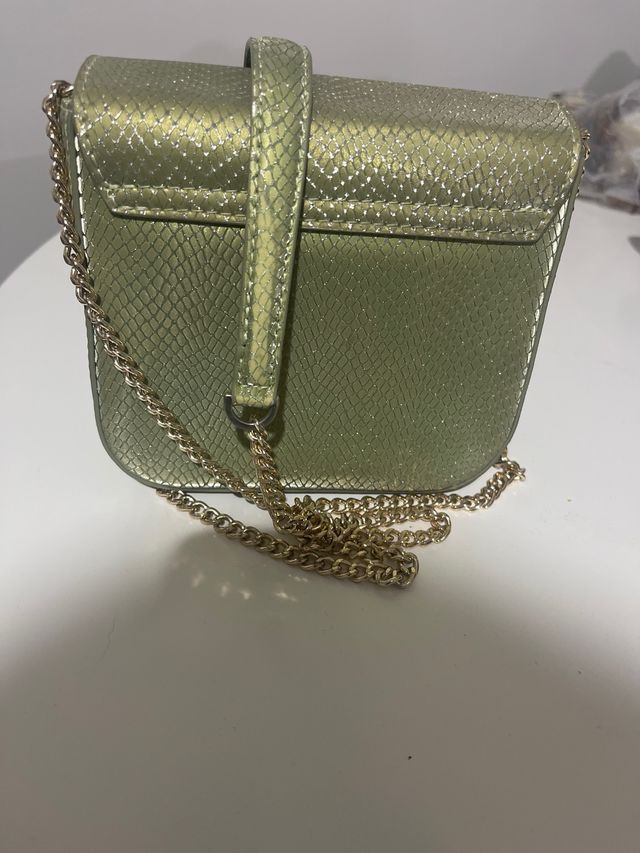 Bolso Tous verde/dorado efecto piel serpiente