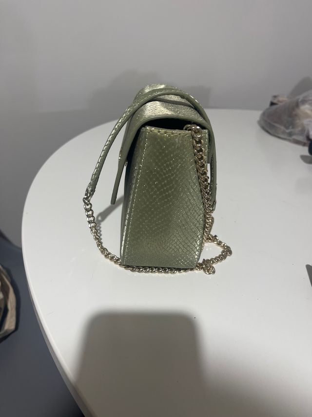 Bolso Tous verde/dorado efecto piel serpiente