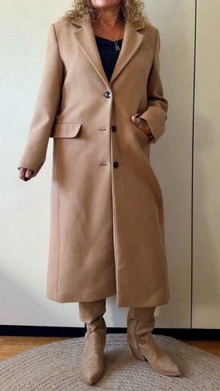 Abrigo largo lana Mango beige