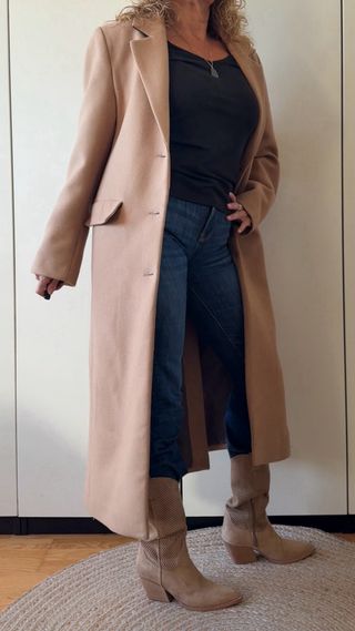 Abrigo largo lana Mango beige