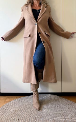 Abrigo largo lana Mango beige