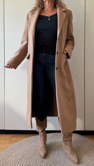 Abrigo largo lana Mango beige