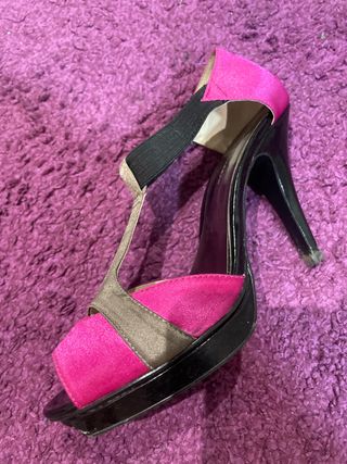Zapato fiesta fucsia y taupe talla 39