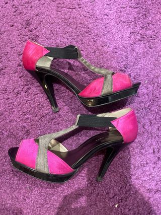 Zapato fiesta fucsia y taupe talla 39